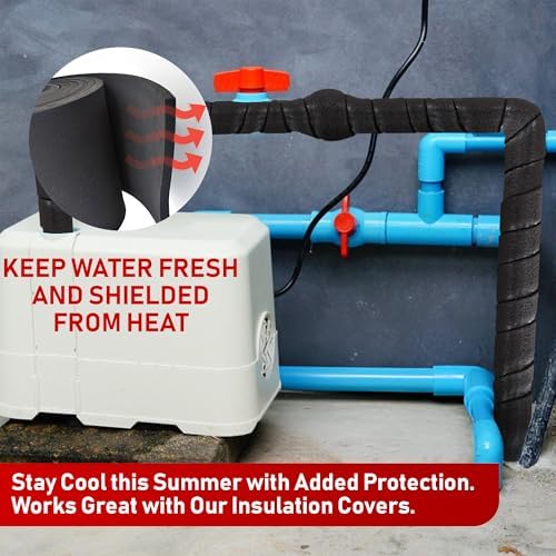 Redford Supply Co. 5 inch x 14 ft, Pipe Insulation, Outdoor Pipe Insulation Wrap for Winter Freeze Protection, Water Line Freeze Protection Foam, Insulated Wrap for Copper Pipes, PVC, AC Line