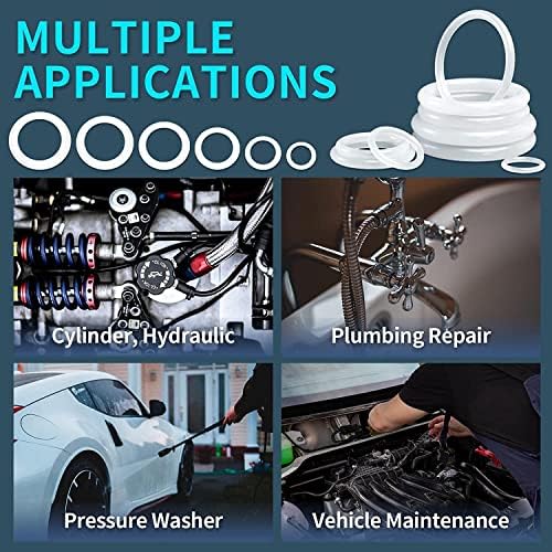 KEZE 1228 Pcs 32 Size Clear Food Grade Silicone O Rings Assortment Kit with Pick and Hook,White Heat Resistance VMQ Seal O Ring Set Metric OD:4-32mm