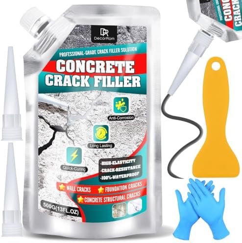 Concrete Crack Filler, 1.1LB Elasticity Self-Leveling Cement Crack Filler, Magic Crack Filler for Concrete Driveway, Walkway, Patio, Tile, Joints – Waterproof, Crack Resistant & Quick Curing, Grey