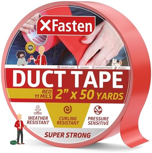 XFasten Super Strong Duct Tape 2 Inches x 50 Yards (Red, 2-Inch by 50-Yards)