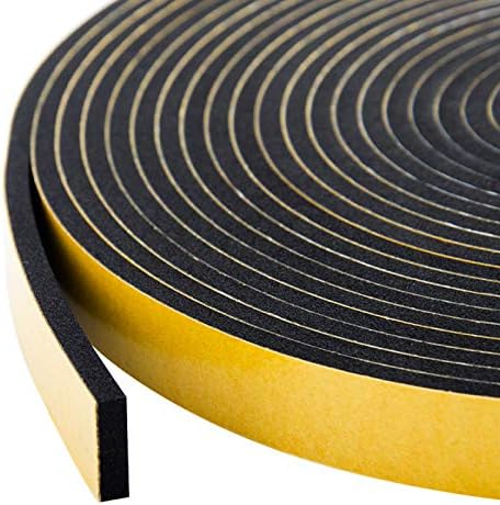 Foam Seal Tape 3-Pack, 1/2 Inch Wide X 1/8 Inch Thick, Neoprene Rubber Weather Stripping for Door Insulation, 59 Feet Total (19.7ft x 3 Rolls)