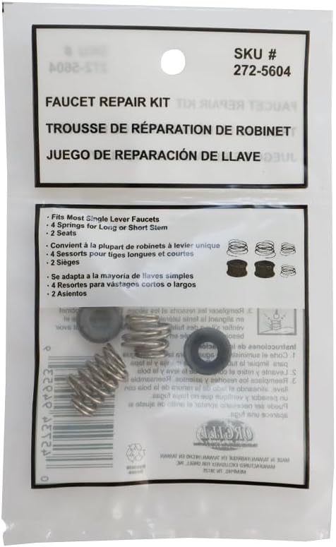 Rocky Mountain Goods Single-Lever Faucet Seat and Spring Repair Kit - 6-Piece Stainless Steel and Rubber Set - Fits Most Single-Lever Faucets - For Long and Short Stems - Durable Silver/Black Finish