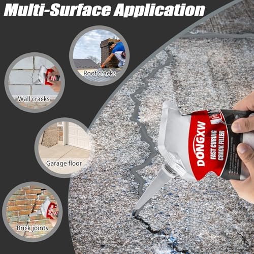 Concrete Crack Filler, 2 Pack Cement Crack Sealant, Self-Leveling Concrete Crack Repair Sealer, Fast Drying Caulking Glue for Driveways, Patios, Sidewalks