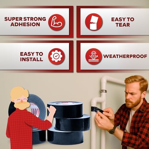 XFasten Black Duct Tape Heavy Duty Waterprooof Super Strong 2” x 50 Yards (5-Pack, 750ft Total) 11mils Extra Thick and Waterproof Heavy Duty Duct Tape Black Color for HVAC and Outdoor Use