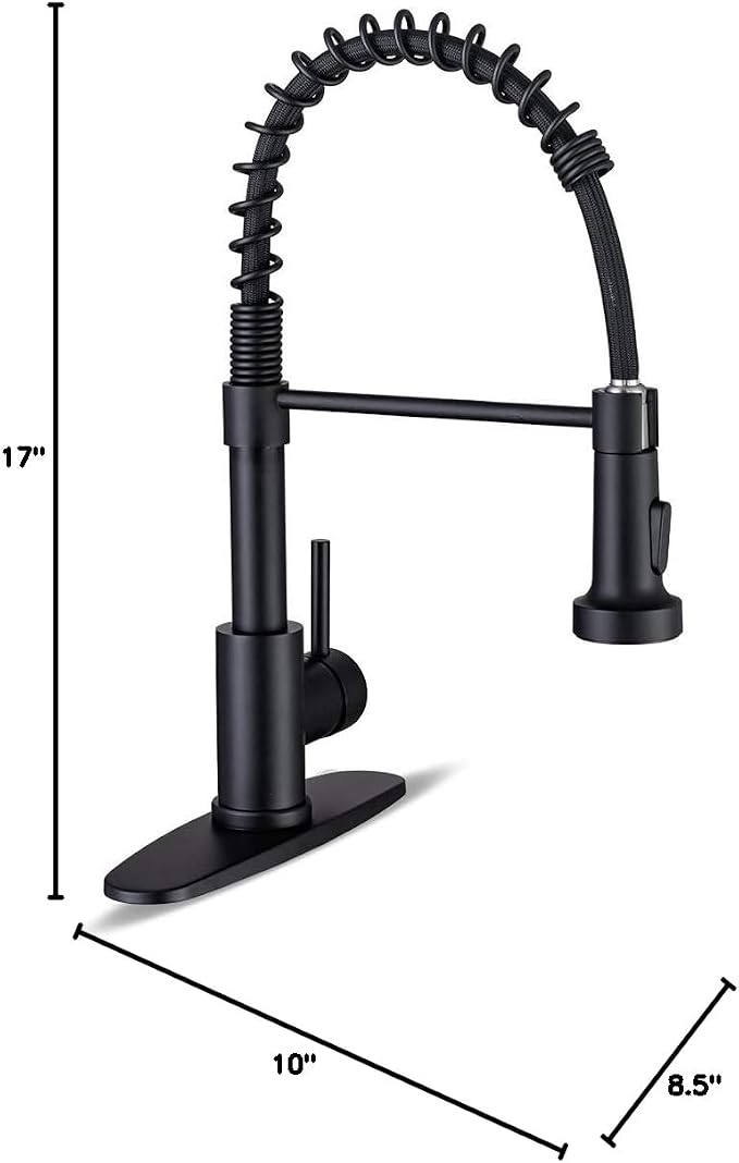 WEWE Black Kitchen Faucet, 2-Mode Sprayer, High Arc Bar Sink Faucet