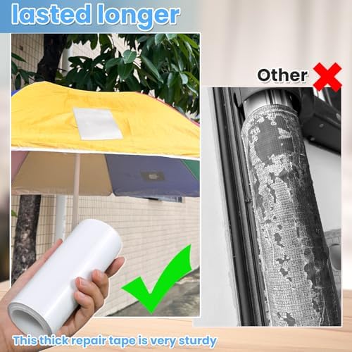 Waterproof Repair Tape for Vinyl, RV Awning, Plastic, Boat Cover, Tarp,Tent | Waterproof, Thick and Wide Outdoor Repair Patch Tape for Sail, Tarp, Cover, Camper, Multipurpose