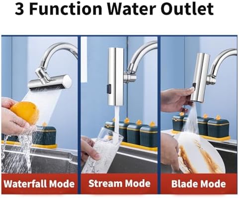 Kitchen Faucet Head Replacement, 3-Function Kitchen Faucet Sprayer Head , 360° Swivel Anti -Splash Faucet Spray Nozzle, M22 Female Thread Spray Head for Kitchen Faucet