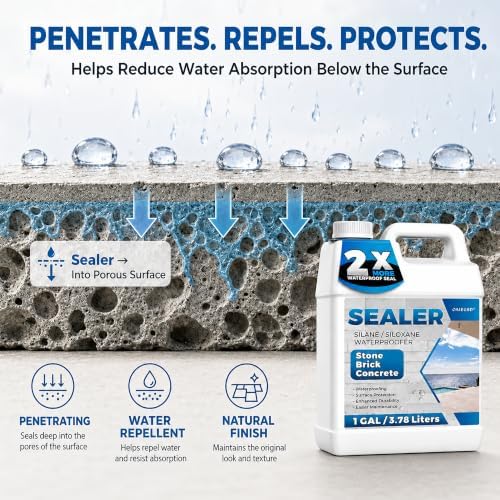 1 Gallon Concrete Sealer, Penetrating Water Repellent for Pavers & Stone