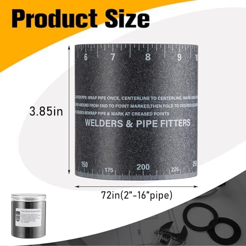 Relaxweex Pipe Wrap Around Flex Angle Pipe Measuring Tool for 2" to 16" Diameter Pipes, Heat Resistant (350⁰ F) Piping Fitter Tool with Storage Box for Diameter and Circumference Measuring & Marking