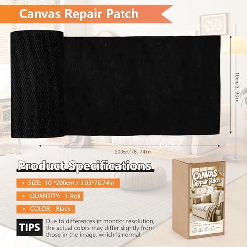 Canvas Repair Patch, 4x79 Inches Self-Adhesive Fabric Tape for Couch