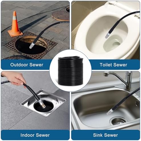 200FT Sewer Jetter Kit for Pressure Washer 5800PSI Drain Cleaner