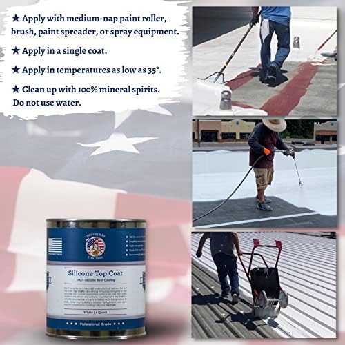 Countryman Coatings - 100% Silicone Roof Coating Restore Your Roof in a Day Seal Leaks, Cracks, Seams, Penetrations Adheres to All Surfaces (1 Quart, White) (Pack of 2)
