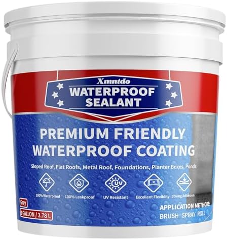 Polyurethane Waterproof Coating, Roof Leak Crack Repair, 1 Gallon, Grey