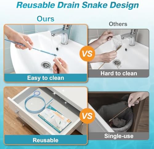 50 Inch Drain Snake Hair Drain Clog Remover Tool for Bathroom Sink – 4 Pack