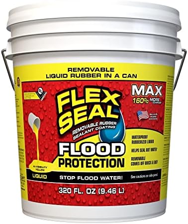 Flex Seal Liquid Flood Protection, 2.5 gal, MAX, Waterproof Rubberized Liquid, Removable, Use on Windows, Doors, Garage Doors, Seams, Casings, Thresholds, Conduits, Vents, Ducts, and More