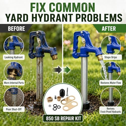 850SB Yard Hydrant Repair Kit Compatible with Simmons 800LF, 800SB, 4800LF, 5800LF, 6800LF Series, Replaces 850SB 9401324 & 8842 Plunger, 8-Piece Frost Proof Water Hydrant Parts Kit to Fix Leaks