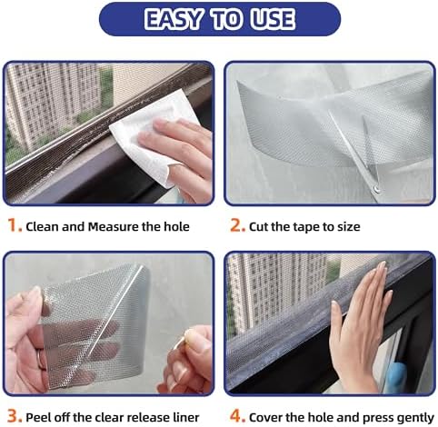 KING MOUNTAIN Grey Window Screen Repair Tape,3inX10FT Heavy Duty Screen Repair Kit for Window Screen and Screen Door,Strong Adhesive & Waterproof Window Screen Patch