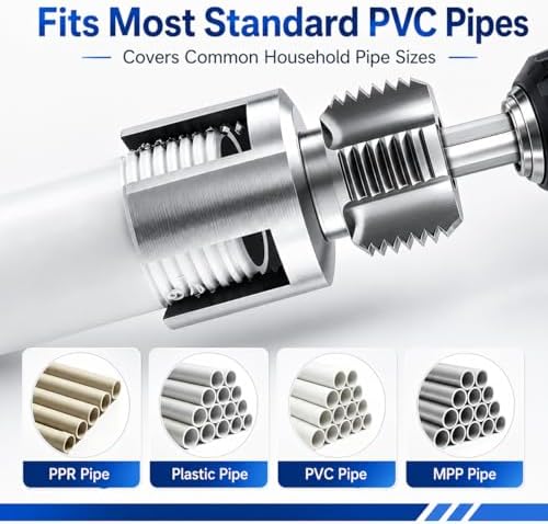 3PCS PVC Pipe Threader with Tape, Internal & External Pipe Threading Tool, Pipe Thread Cutting Tool for Drill, 1/2" 3/4" 1" NPT for PVC CPVC ABS Pipes, Thread Repair, DIY home, Garden Irrigation