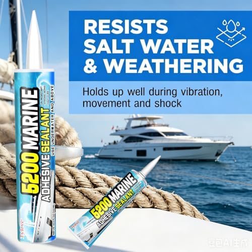 Tylove [Crystal Clear] 5200 Marine Sealant Clear - UV-Resistant Waterproof Adhesive for Boats, Windows, Glass & Marine Applications Eco-Friendly, Low Odor (10.5 Oz Tube)