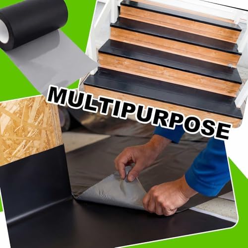 Feifeiya 11" x 50' Butyl Deck Joist Tape Flashing and Ledger Protect Rim Tape Waterproof Black Wheel Rim Support Belt for Decking Seal Wood Beams Roof Terraces Crossbeams