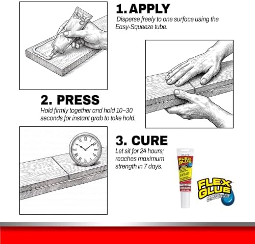 Flex Glue Rubberized Waterproof Adhesive, White, 4 oz Tube, 1-Pack