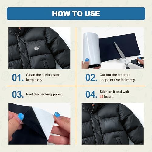 KING MOUNTAIN Self Adhesive Nylon Fabric Repair Tape, 4×63 Inches, Quick Down Jacket Repair Patch, Waterproof Outdoor Gear Patch Kit for Tent,Backpacks,Umbrella, Gloves, Sleeping Bag (Black）