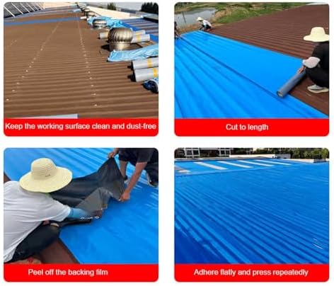 Blue Self-Adhesive Sheds Roofing Felt, Asphalt Roof Shingles Repair Tape, Roof Protector Underlayment Roll, Flashing Tape for Roofs, Waterproofing Roof Cladding(20x100cm/0.65x3.3ft)