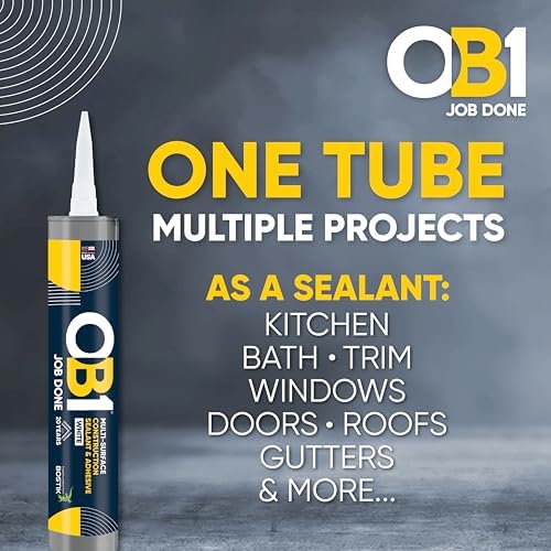 OB1 Universal Caulk Sealant & Adhesive White 10.1oz | Professional Grade Premium All-in-One Advanced Hybrid 2-in1 | Water Resistant Internal & External | Shrink Crack UV & Fade Resistant | 1 Cartridge