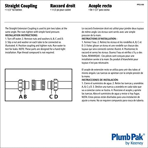 Plumb Pak 1-1/2 in. Inlet x 1-1/2 in. Outlet White Polypropylene Straight Repair Coupling with Reducer Washer
