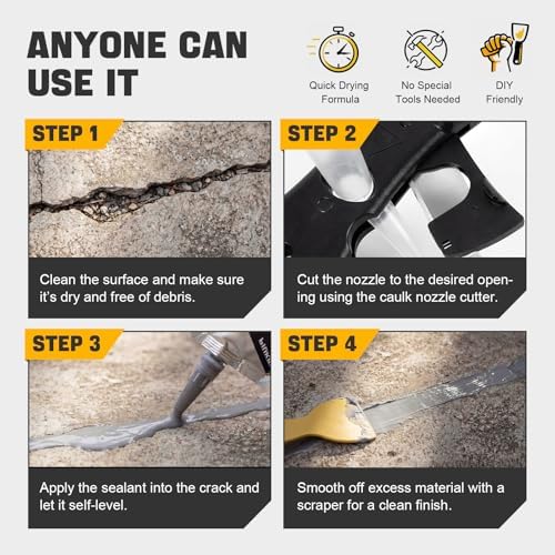 Concrete Crack Filler 3-Pack Oil-Based Self-Leveling Concrete Sealant Gray