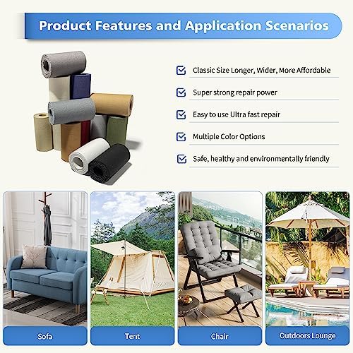 KING MOUNTAIN Canvas Repair Tape,Outdoor Gear Patch, 4×63 Inches,Waterproof,Self-Adhesive for Repairing Boat Covers,Sun Shades,Sofas,Tents,Lounge Chairs,Awnings (Dark Grey-1)