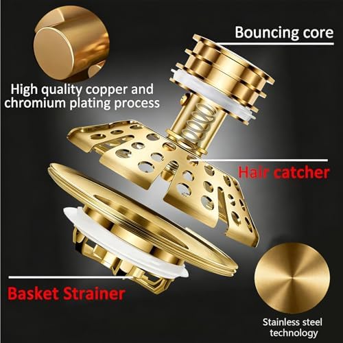 AzWzz Bathtub Drain Stopper,Pop Up Tub Stopper Plug with Hair Catcher Cover
