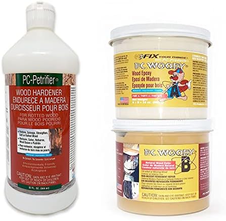 PC-Products Wood Repair Epoxy Paste and Wood Hardener Kit, PC-Woody 24 oz and PC-Petrifier 32 oz