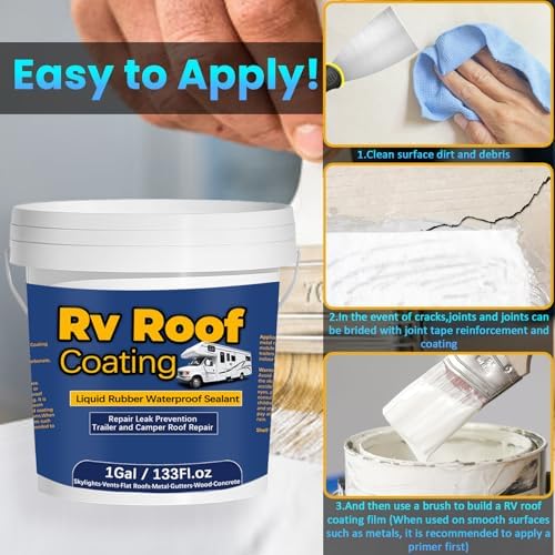 Liquid Rubber RV Roof Coating, White, 1Gal/133Fl.oz