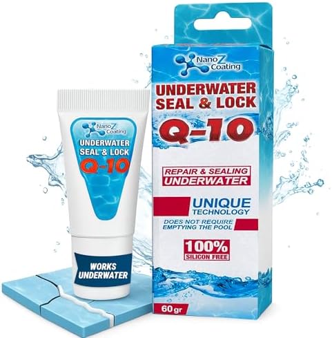 Nano Q10 Underwater Seal & Lock - Leak and Crack Repair Without Emptying The Pool, Reservoir, or Tank. Eco-Friendly Under Water Adhesive, Stays Flexible, Waterproof, and Chlorine Resistant (2.1 oz)