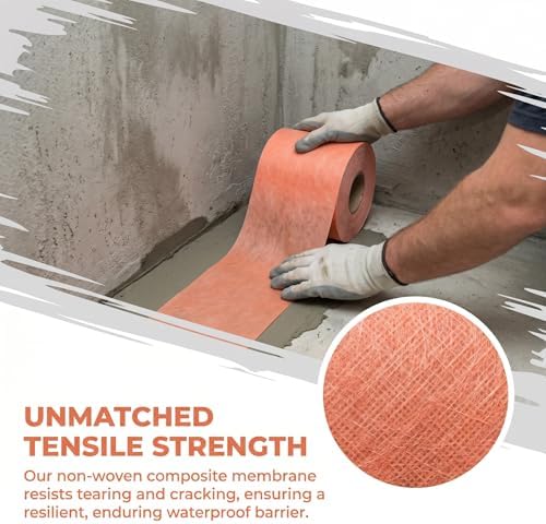 Waterproof Membrane for Shower 5" x 100 ft | 20Mils Thickness Waterproofing Membrane | Ideal for Shower, Tile Flooring, Sauna Bathroom Walls, Tile Underlayment