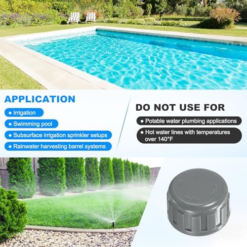 M METERXITY 12-Pack PVC Pipe End Cap Plug Adapter 1/2 In, Female Thread | Gray, Water End Cap Connector, Inner Teeth Pipe Plugs, for Outside Lawn, Yard/Watering Irrigation Systems