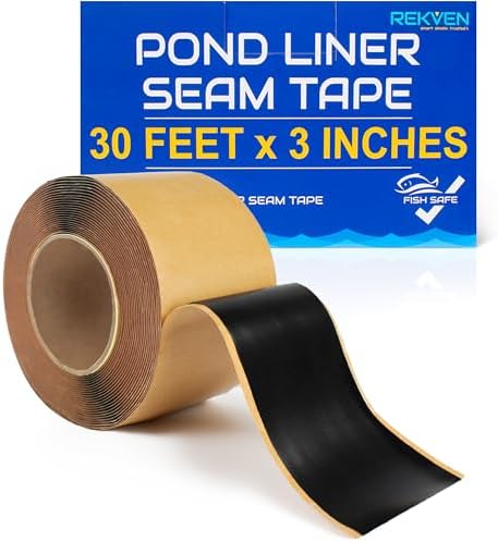 Pond Liner Seam Tape, Double Sided Butyl Adhesive, 30 Ft x 3 in | Bonds EPDM PVC HDPE LDPE RPE LLDPE, Waterproof Sealer, Repair and Patch, Fish Safe, Koi Ponds, Water Gardens