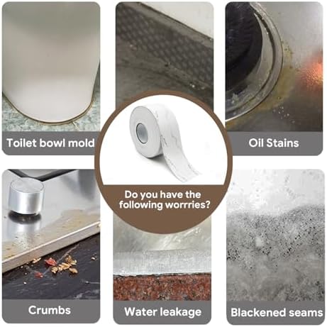 UIOCSSC Caulk Tape Strip, 1.5" x 10.5Ft Self Adhesive Bath & Kitchen Sealant Strip, PVC Waterproof Sealing Tape for Bathtub Toilet Bathroom Shower Kitchen Sink