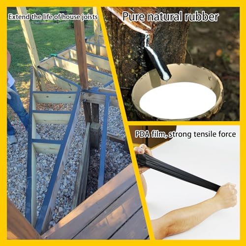 Black Joist Tape for Decking,0.7mmx4inx50ft,4-Pack,Anti-Corrosion,Weather-Resistant Butyl,Flashing Tape for Deck,Joist,Roofs Beams,RV,Doors,and Fences,Waterproof Butyl sealant Joist Tapes