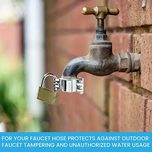 NUSET 2895-3 Water Faucet Lock - Water Spigot Lock for Garden Hose Bib Lock + 1-1/2'' padlock (2896-1), Chrome