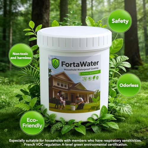 Fortawater Waterproof Patch & Sealant Coating - Water-Based, Low Odor Formula - Milky White Leak Repair for Shower, Roof, Grout, Concrete, and Tiles (1kg/35oz)