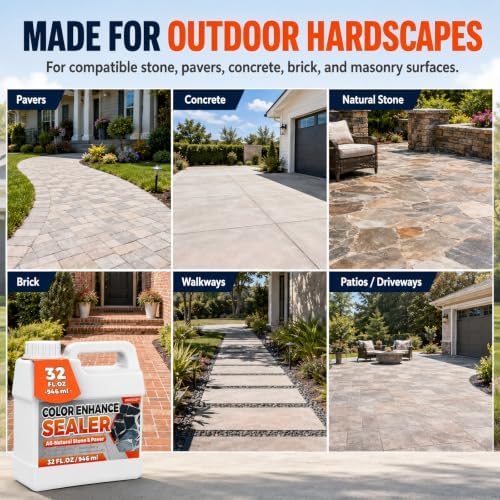 Wet Look Stone Sealer, 1 Quart, High Gloss Concrete Sealer & Color Enhancer