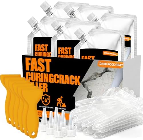Concrete Crack Filler 6 PACK, Self-Leveling Cement Crack Repair,High Elasticity And Fast Drying, Waterproof Sealant for Driveway, Sidewalk, Patio, Concrete Joint, Indoor and Outdoor Use – Gray (113oz)