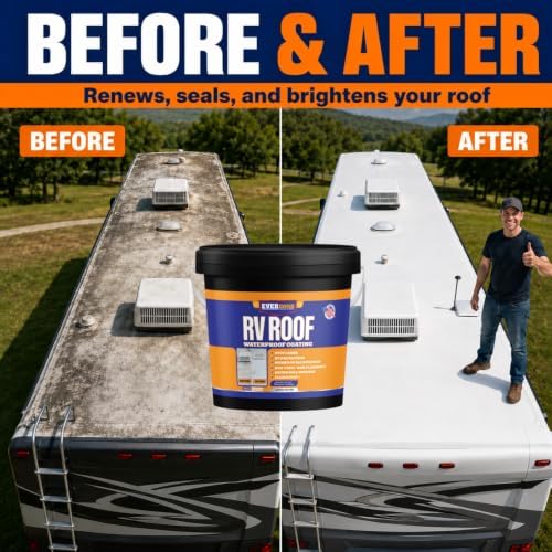 RV Roof Coating - Liquid Rubber RV Roof Sealant for Camper Roofs, Trailers, Motorhomes, and Metal Buildings - Roof Cooling White 1 Gallon - Made In USA