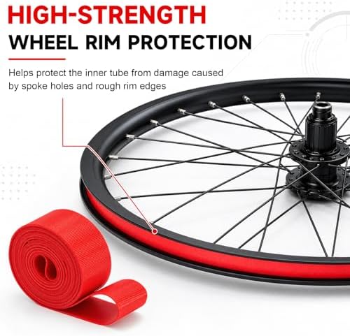 2 Pack Bicycle Rim Liner Rim Tape 26 Inch Bike Rim Strip, High Pressure & Puncture Resistant Tire Liner for Inner Tube Protection, Fits Mountain & Road Bikes, PVC Rim Protector