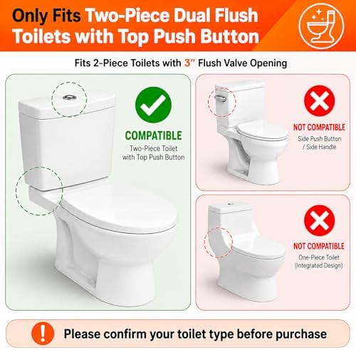 3 Inch Dual Flush Valve Replacement Kit for 2-Piece Toilets, Compatible with Glacier Bay, Toto, WaterRidge, AquaSource& More, Complete Toilet Repair Kit to Fix Leaks, Weak Flush & Wobbling (3 inch)