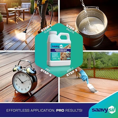 16 oz Silicone Wood Sealer Concentrate, Makes 1 Gallon - Non-Toxic, Plant-Based, Food Safe Waterproofing for Raised Garden Beds, Planter Boxes, Deck, Fence & Furniture - Clear Finish