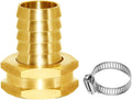 Joywayus 3/4" Barb x 3/4" GHT Female Hex Brass Garden Hose Repair Connector | Swivel, Water Pipe Connector, Copper Fitting, Stainless Clamp, House/Boat/Lawn/Power Wash/Irrigation