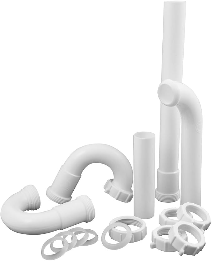 Plumb Craft 7027010N Complete Kitchen Drain Repair Kit - Fits most sinks, White & Complete Bathroom Sink Drain Repair Kit, White (15 Piece)
